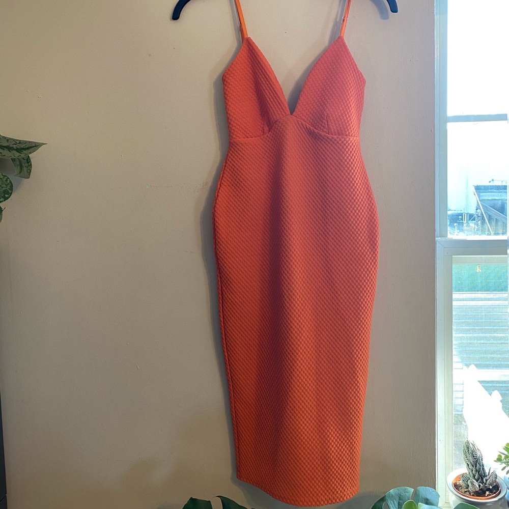 Boohoo Bright orange Midi dress
